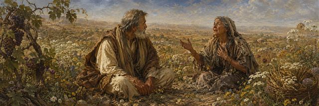 Ezra encounters a mourning woman in a field of flowers after fasting and lamenting over the law